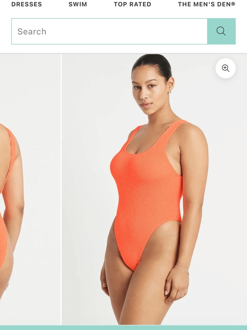 bond-eye Coral Orange Ribbed Scoop One-Piece Swimsuit